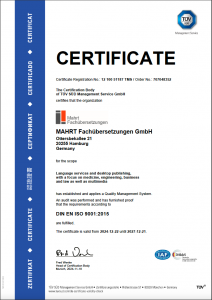 Mahrt-Fachübersetzungen Zertifikat